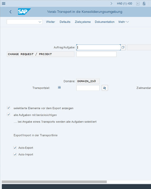 Oberfläche der Transaktion ZSE01 in SAP S/4HANA